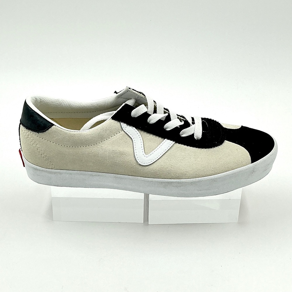 Vans Sport Size Womens 10 Mens 8.5 Low Marshmallow Black Suede Sneakers NEW
